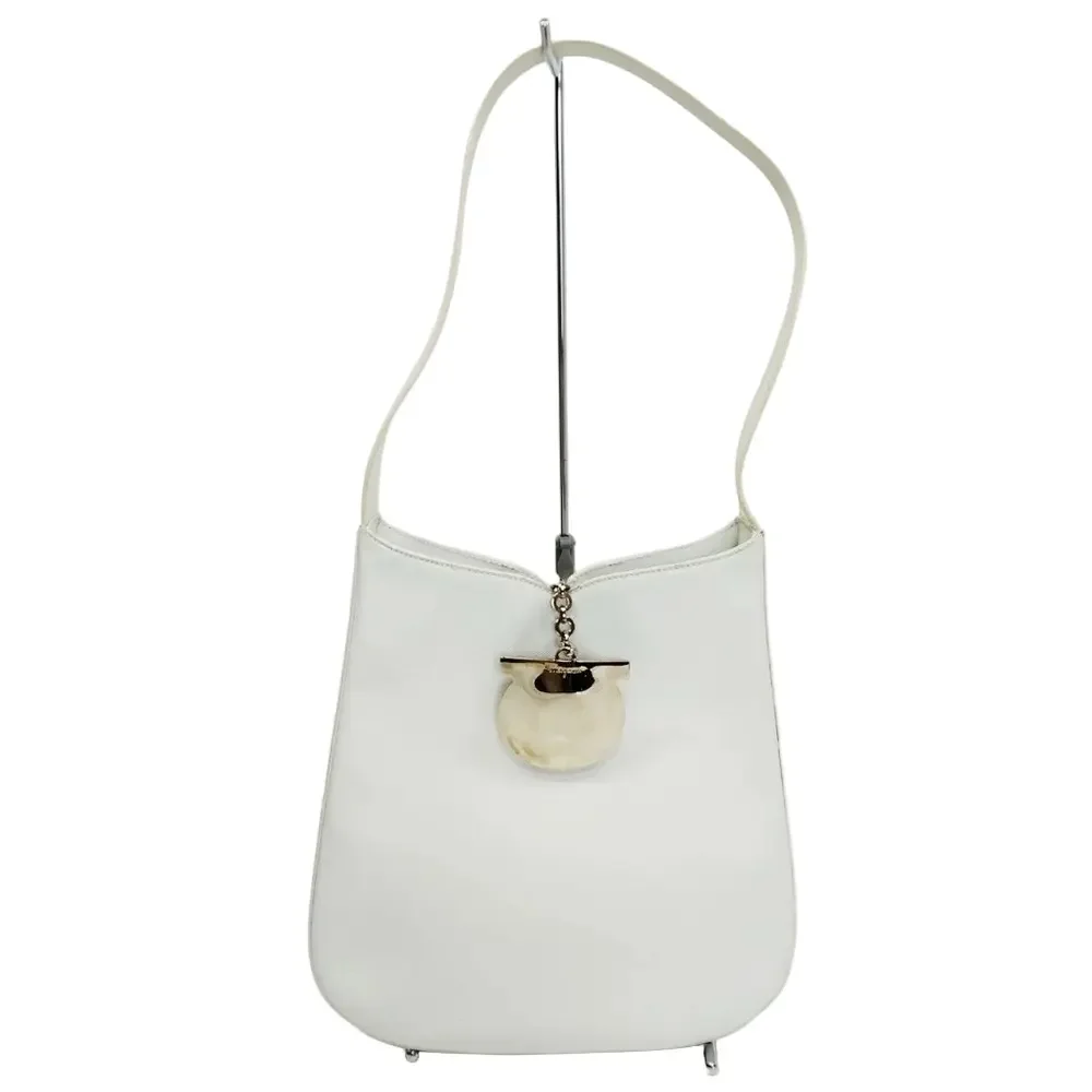 Salvatore Ferragamo Tall White Shoulder Bag